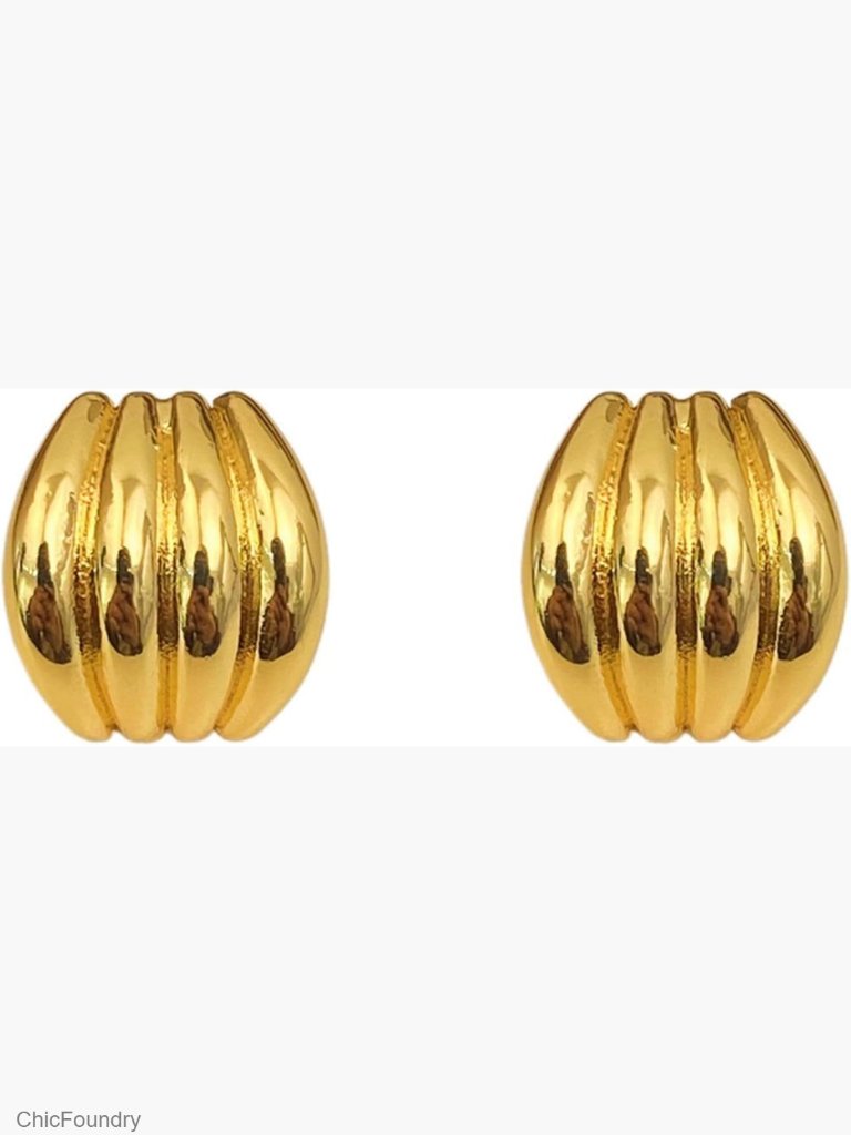 Chunky Square Stud Earrings Geometric Stainless Steel Button Earrings For Women